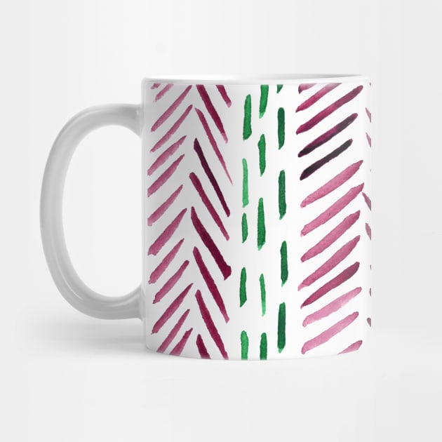 Abstract herringbone pattern - pink and green by wackapacka